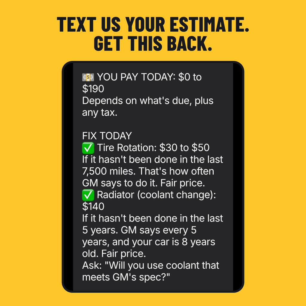 Text us your estimate. Get this back.